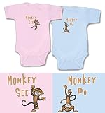 Baby Gift Set for Boy/Girl Twins (Includes 1 Pink + 1 Blue Bodysuit – Monkey See-Do, size 0-3 mo) Baby Gift Set for Boy/Girl Twins (Includes 1 Pink + 1 Blue Bodysuit – Monkey See-Do, size 0-3 mo)