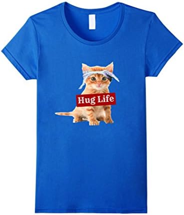 Women's Hug life kitty cat thug gansta kitten kitteh t-shirt funny Small Royal Blue