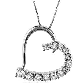 Sterling Silver CZ Heart Necklace 18"