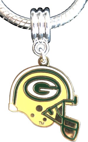Green Bay Packers Helmet Charm Fits Most Large Hole Bead Bracelets