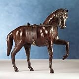 Leather Horse Sculpture with Leather Saddle - Aspen Country Store