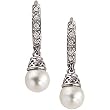 14K White Gold Freshwater Cultured Pearl and Diamond Earrings