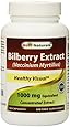 Bilberry Extract 1000 Mg 90 Capsules By Best Naturals - Manufactured in a USA Based GMP Certified Facility and Third Party Tested for Purity. Guaranteed!!