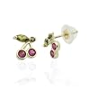 14K Gold Stud Earring Colorful CZ Cherry Yellow Gold Earring W/ Safety-Back For Kids & Teens