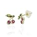14K Gold Stud Earring Colorful CZ Cherry Yellow Gold Earring W/ Safety-Back For Kids & Teens