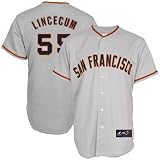 Majestic Tim Lincecum San Francisco Giants Jersey-#55 Gray (Medium)
