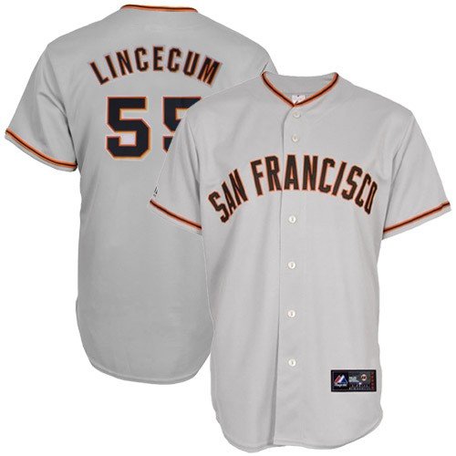 Majestic Tim Lincecum San Francisco Giants Jersey-#55 Gray (Medium)