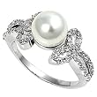 Sterling Silver Ring - Mabe Pearl and Clear CZ - 10mm x 2mm - Sizes 5-9 Sterling Silver Ring - Mabe Pearl and Clear CZ - 10mm x 2mm - Sizes 5-9