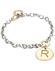 Rebecca "Word" Rose Gold Over Bronze Letter "R" Bracelet