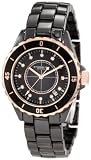 Stuhrling Original Unisex 374.13OB114 Nirvana Quartz Date Black Rosetone Bezel Ceramic Watch