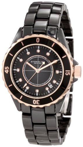 Stuhrling Original Unisex 374.13OB114 Nirvana Quartz Date Black Rosetone Bezel Ceramic Watch Stuhrling Original Unisex 374.13OB114 Nirvana Quartz Date Black Rosetone Bezel Ceramic Watch