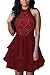 ZKESS Women's Sleeveless Lace Party Club Skater Dress M Size Red
