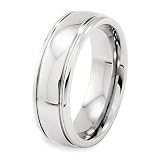 Polished Grooved Tungsten Carbide Ring (7.0mm) - Sizes 5 - 13