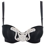Bustier Styled Black Bra W/Rhinestone Trim Size 34C