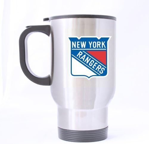 Custom New York Rangers Team Logo Travel Mug 14 oz 100% Stainless Steel Sliver