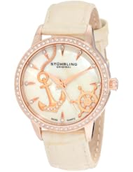 Stuhrling Original Womens 520.1145S94 Vogue Audrey Verona Del Mar Swiss Quartz Mother-Of-Pearl Swarovski Crystal Beige Watch