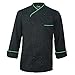 10oz apparel Long Sleeve Black Chef Jacket with Neon Green Piping L