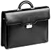Mancini Black Leather Single Flap Over Compartment Briefcase