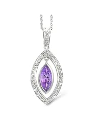 Twin Marquis Diamond Pendant In 18K White Gold With A 0.48 ct. Genuine amethyst Center Stone.