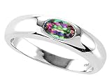 0.50 cts Genuine Mystic Rainbow Topaz Ring - 14kt White or Yellow Gold