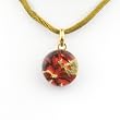 Handmade Murano Glass Pendant - Round S Red/Gold Style3