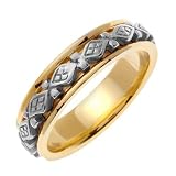 18K Two Tone Gold Stylish Celtic Wedding Ring
