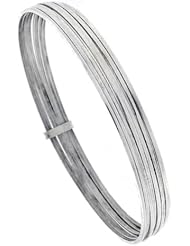 Sterling Silver Flat 7 Band Stackable slip on Semanario Bangle 5/16 inch wide, 8 inch