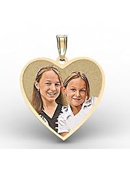 Heart with Border Photo Pendant Picture Charm - Available in Three Sizes in Solid 14K, 10k,Yellow, White, Or Sterling Silver