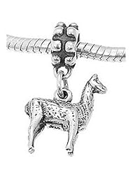 Sterling Silver Three Dimensional Llama Dangle Bead Charm