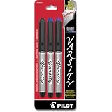 Pilot Varsity Disposable Fountain Pen, 3-Pack, Assorted Colors, Black/Blue/Purple Inks (90022)