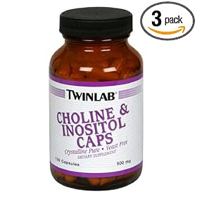 TwinLab Choline and Inositol Caps, 500 mg, Capsules, 100 capsules (Pack of 3) by Twinlab