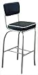 50's Retro Nostalgic Style Set of 2 Fountain Bar Chairs/stools with Chrome Plating and Black Covered Cushioned Seat and Back