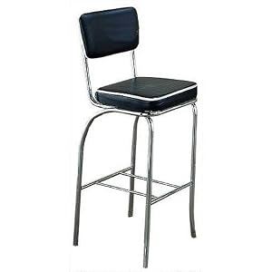 Set of 2 50's Black Retro Nostalgic Style Bar Chairs Stools by visiondecor Furniture