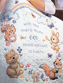Kitchen: God's Babies Quilt Stamped Cross Stitch Kit, Craft Kit