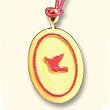 Confirmation Crucifix Necklace - Dove Image - Wood - Height: 0.75" - Red Cord