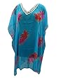 Sheer Cover Up Dress Floral Printed Poncho Kaftan