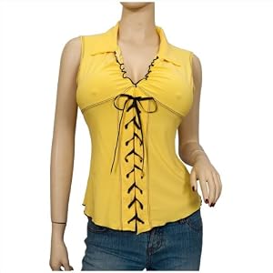 Sexy Yellow Black Lace Corset Plus Size Top