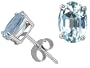 2.00 cttw 14k Gold AAA Quality Genuine Oval Aquamarine Earring Studs in 14k White Gold