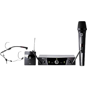 AKG Acoustics WMS40 Pro UHF Presenter Dual Set Handheld and Headset Wireless Mic by 