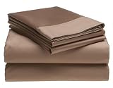 1,200-Thread-Count 100% Cotton Sateen Queen Sheet Set, Pecan