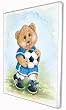Sports Bear Soccer Boy Star - Childrens Wall Art, Kids Wall Art, Nursery Wall Art Ready-to-Hang Plaque 10.5" x 13.5"