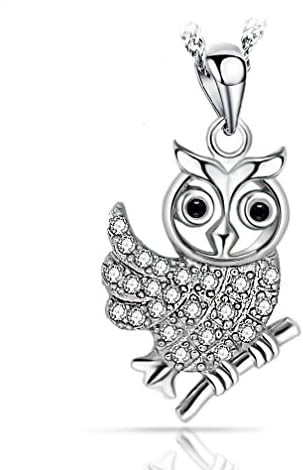 Everbling Owl Pendant 925 Sterling Silver with 18" Silver Chain Necklace
