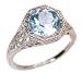 14K White Gold Edwardian Style Filigree Sky Blue Topaz Ring
