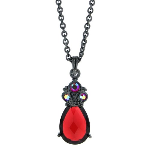 Blaze Siam Tone Tri-Sparkle Drop Necklace