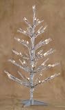2' Pre-Lit Silver Tinsel Wire Glow Christmas Tree