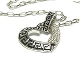 Crystal Deco Heart Pendant Necklace Silver Chain