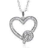 Sterling Silver Heart Diamond Pendant Necklace (HI, I, 0.18 carat)