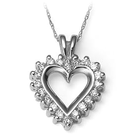 14k White Gold Heart Pendant (1/4ctw, I, I1)