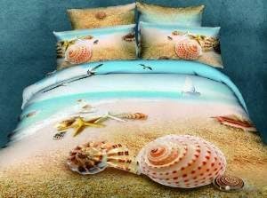 Crazy Mall 3d Undersea World Duvet Cover Quilt Set Tropical Fish Bedding Set Oil Painting Blue Bedding Set 100% Cotton Queen (4pcs Not Include the Comforter)