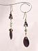 Earrings design 192 7.5cm drop red hoops and wood beads on brass colour metal